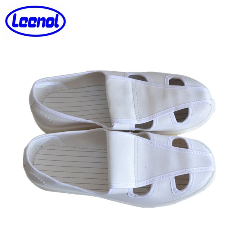 एलएन-1577105 पीवीसी स्वच्छ कमरे के लिए विरोधी स्थैतिक जूते सफेद चार-छेद सांस लेने योग्य ईएसडी कार्य जूते